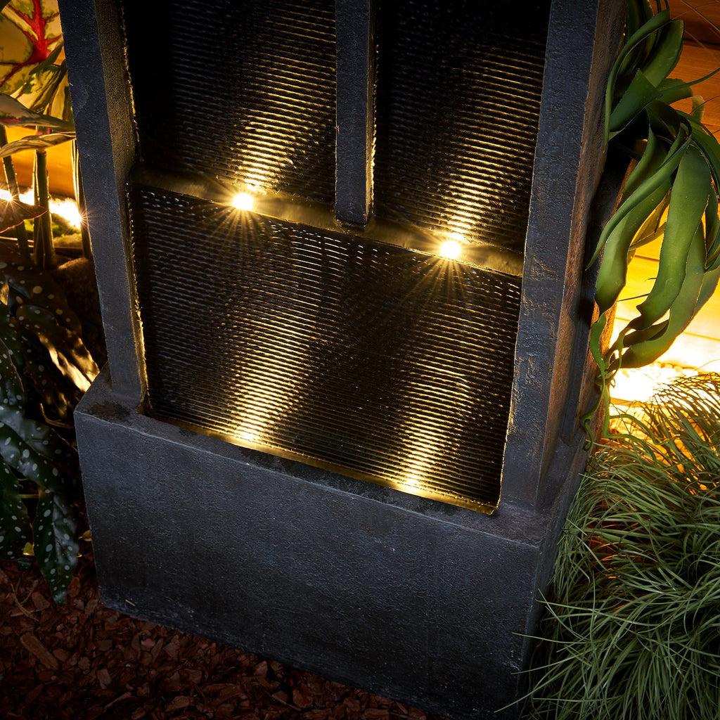 Resin Ribbed Slate Outdoor Water Fountain Quiet 50 in