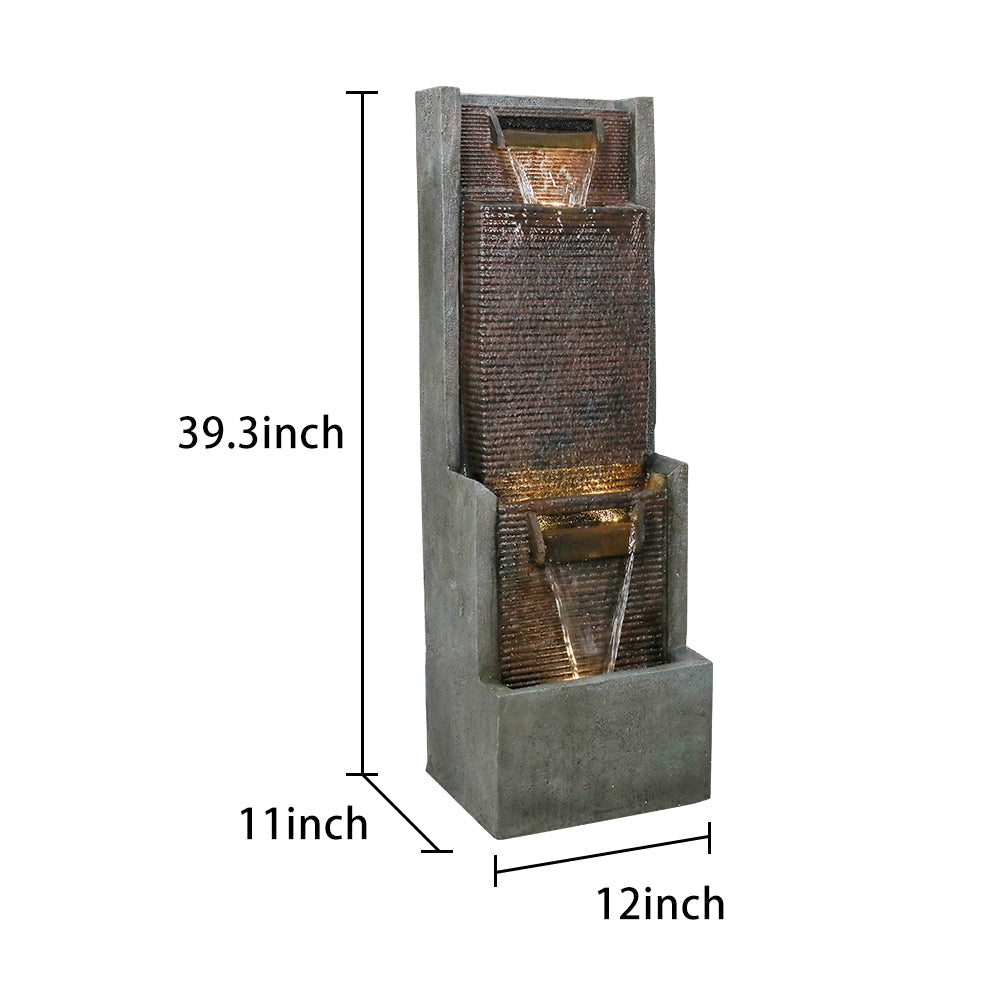 Resin Slim Outdoor Wall Fountain 39 Inch 11 Inch Deep