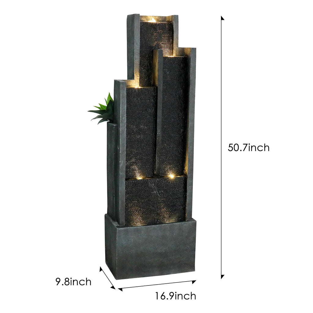 Resin Ribbed Slate Outdoor Water Fountain Quiet 50 in