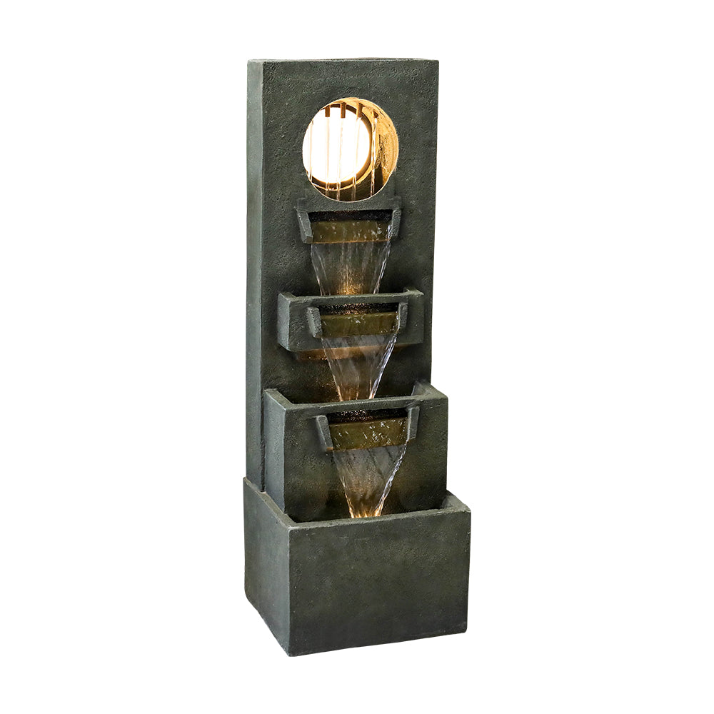 Resin Moon Gate Outdoor Water Fountain 39 Inch Warm LED