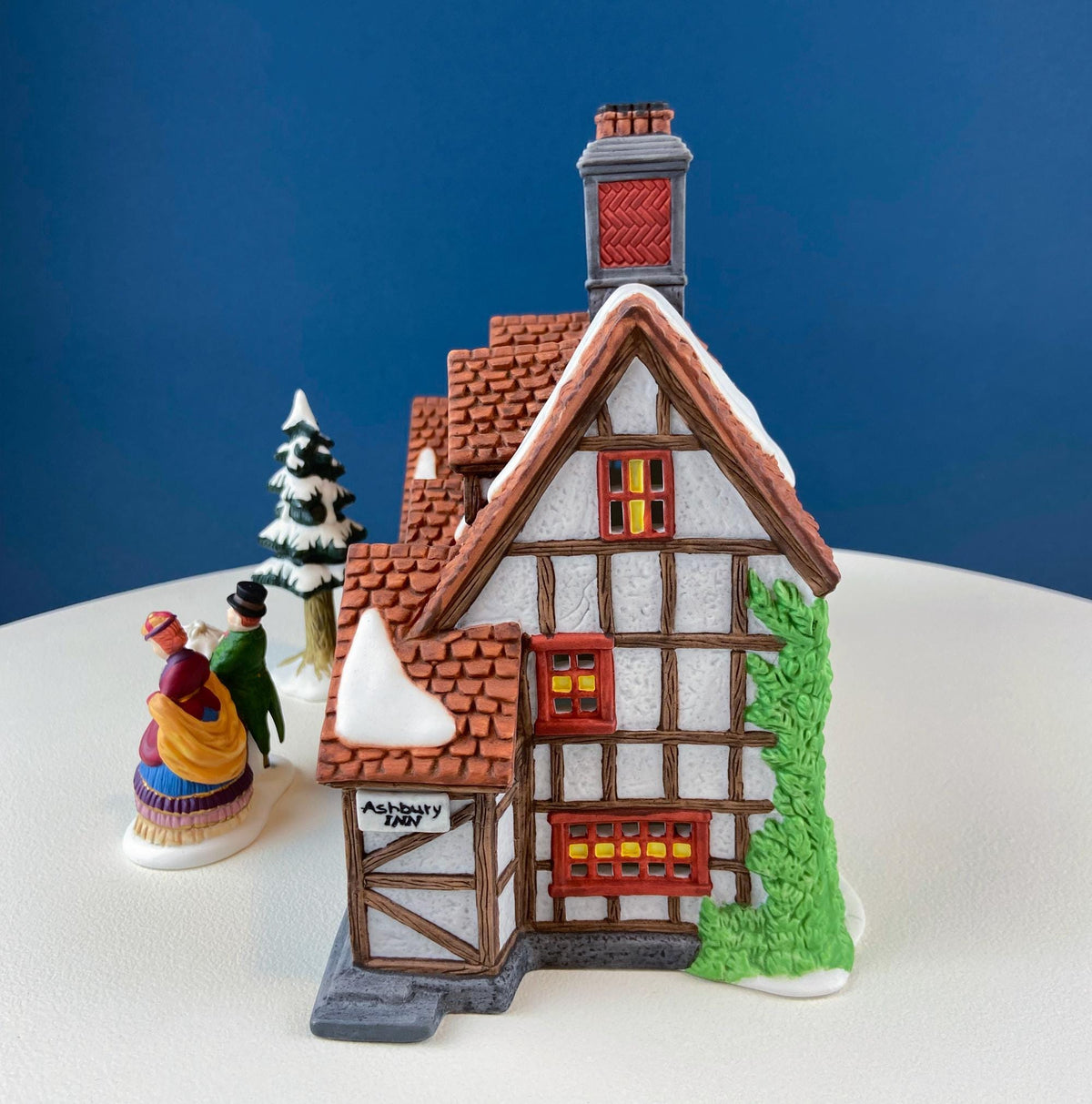 Illuminated Ashbury Inn By Dept. 56. Vintage Christmas Village Porcelain House. Dickens' Village Series. Home or Retail Decor. Kids Room.