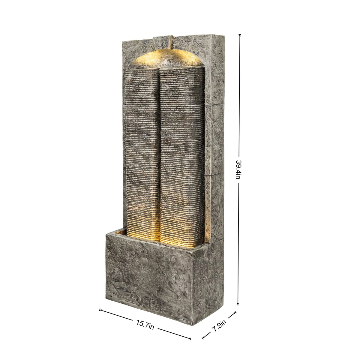 Resin Slate Outdoor Water Wall Fountain with LED Lights